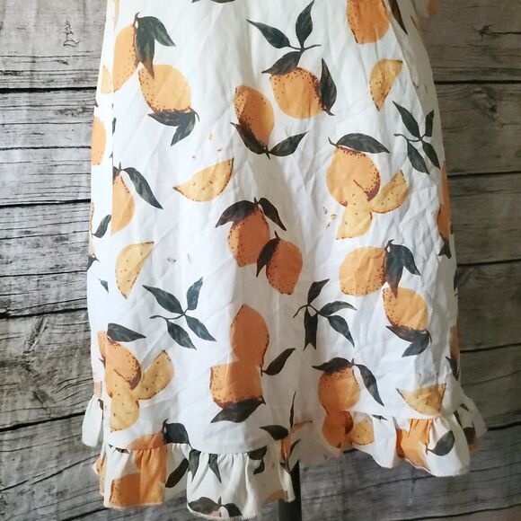 NWT Cider Dress Junior’s Ivory Yellow Lemon Print Sundress Tie Straps Size M - Picture 2 of 11